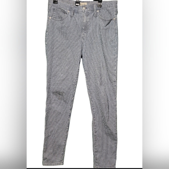 Madewell EUC Jeans Mid-Rise Skinny Striped Blue Jeans Size 31 - Picture 5 of 7